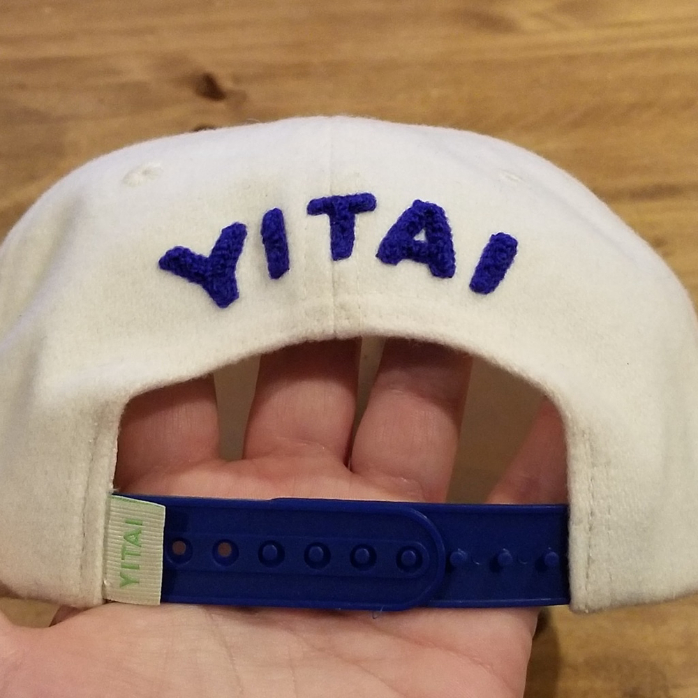 Yitai Letterman Hat Snapback White Blue Y Flower Logo Soft Wool Adjustable - Picture 8 of 8